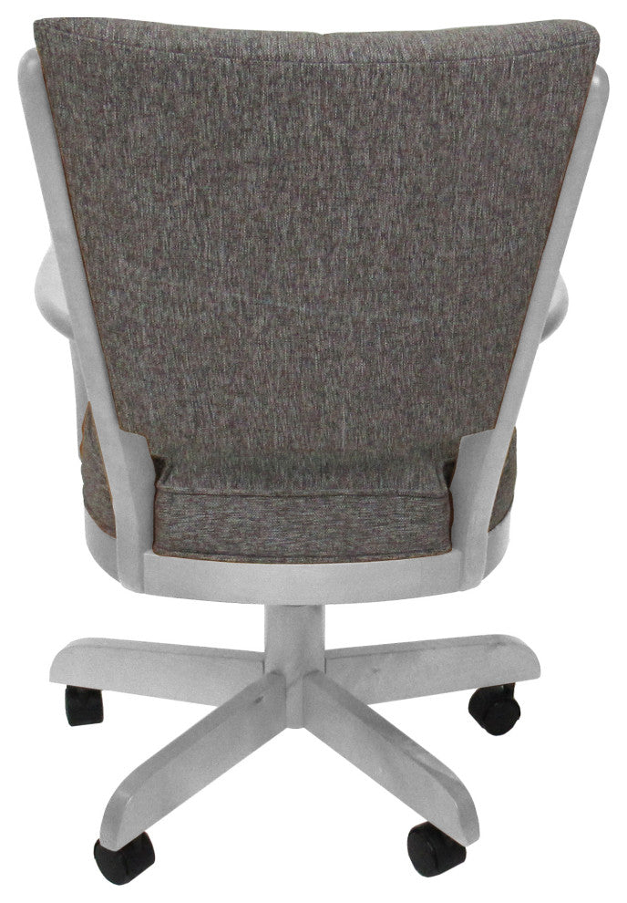 Classic Caster Swivel Dining Chair on Wheels, Solid Wood, Mojave Grey - White