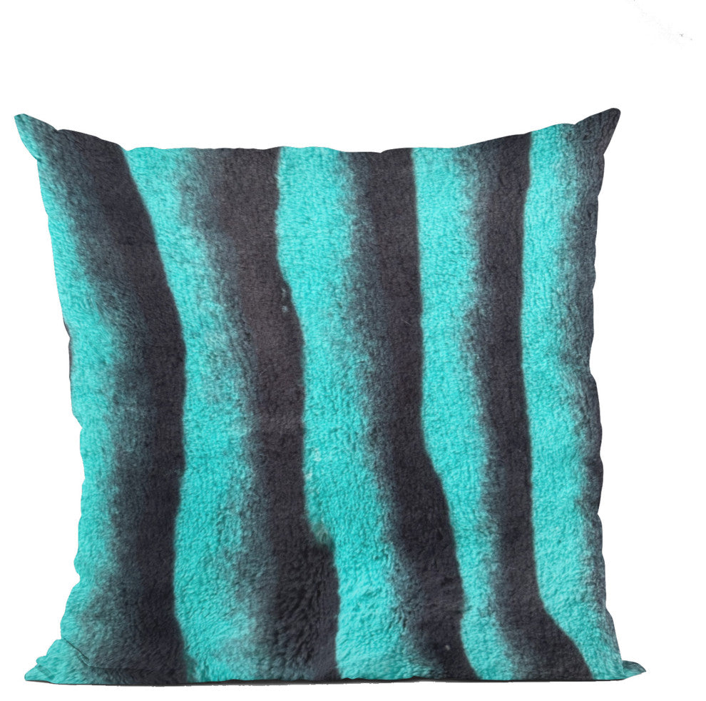 Plutus Teal Black Wild Ocean Faux Fur Throw Pillow, 20" x 36" King