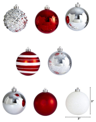 Holiday Shatterproof, 64 Count Xmas Tree Ornaments, 80mm With Re-Useable Box