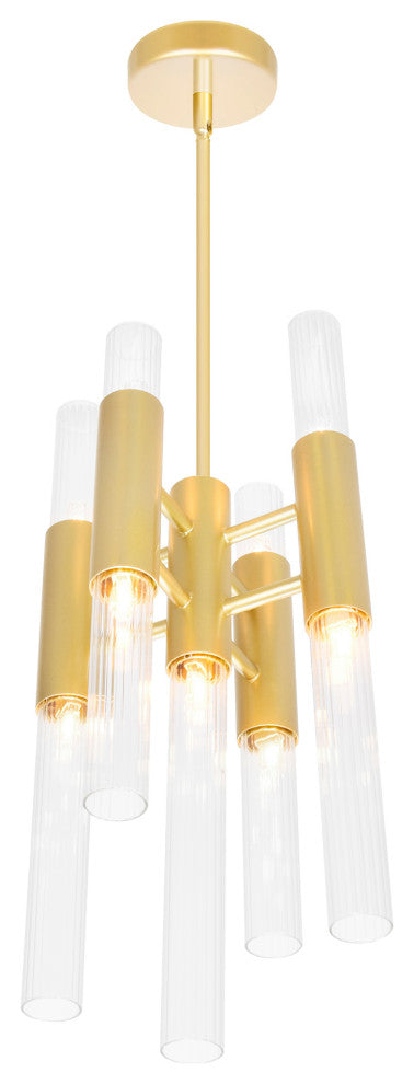 Orgue 9 Light Mini Pendant With Satin Gold Finish