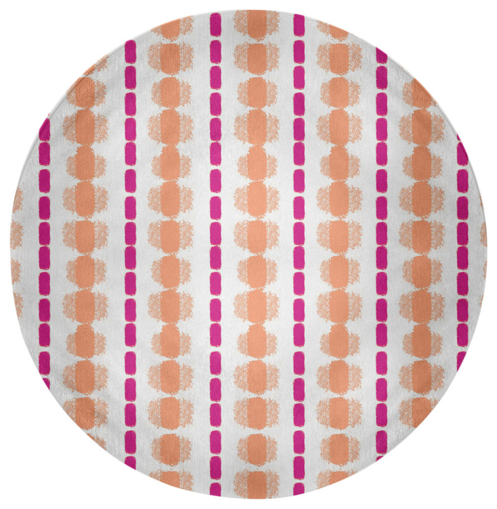 Watercolor Stripe Spring Chenille Rug, Orange-Orchid, 5' Round