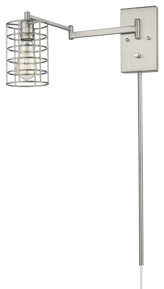 Industrial Silver Metal Wall Sconce