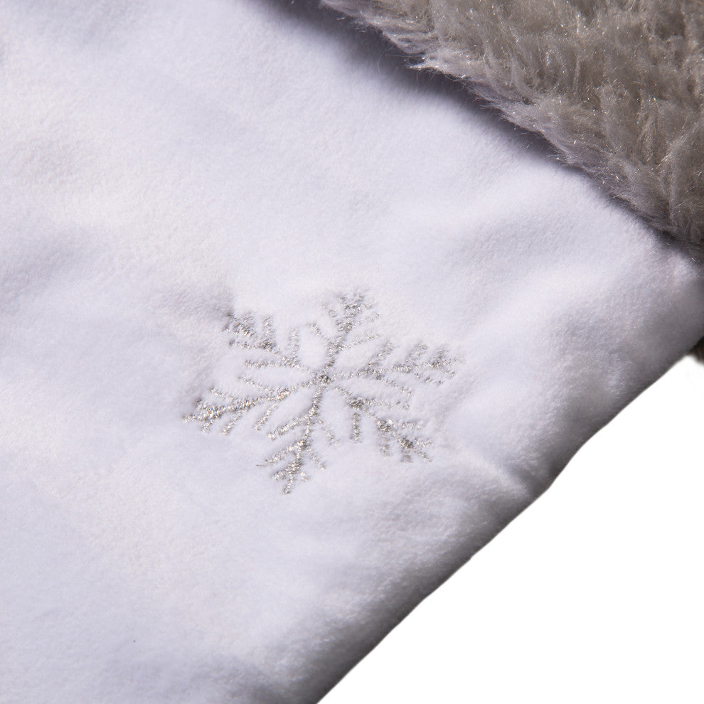 2-Pack 21"L White Fleece With Christmas Tree, Snowflake Stocking