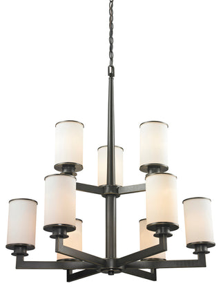 Savannah 9 Light Chandelier, Olde Bronze With Matte Opal Glass