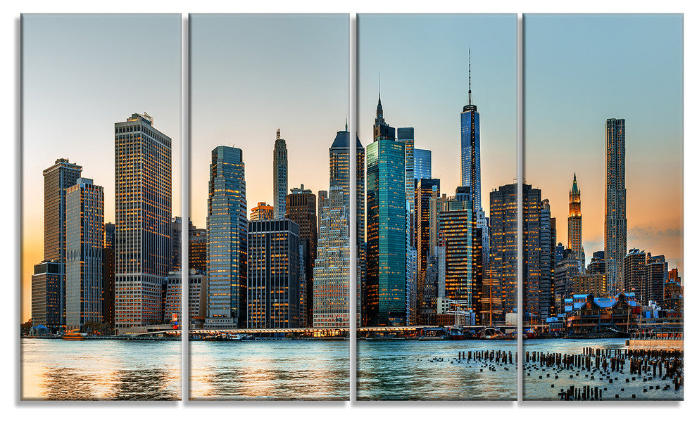 "New York City Skyline" Photography Canvas Print, 4 Panels, 48"x28"