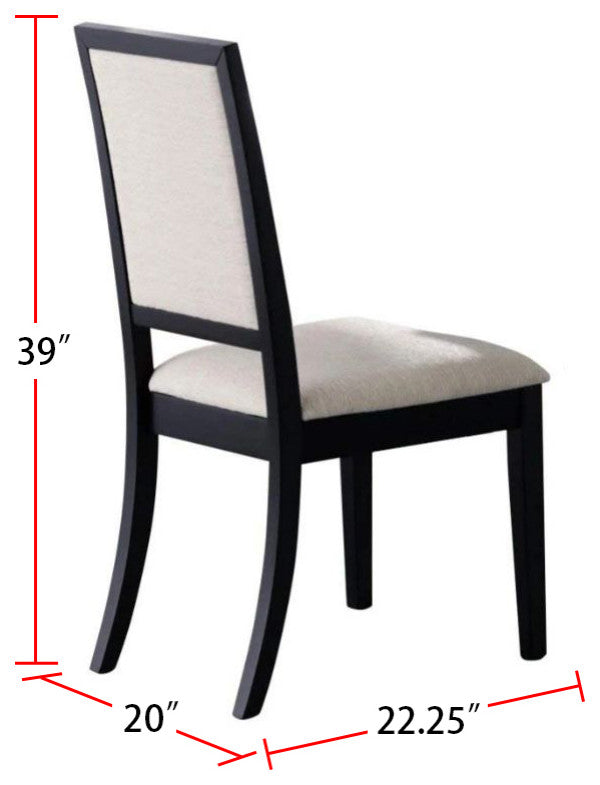 Set of 2 Upholstered Dining Side Chairs Black and Cream