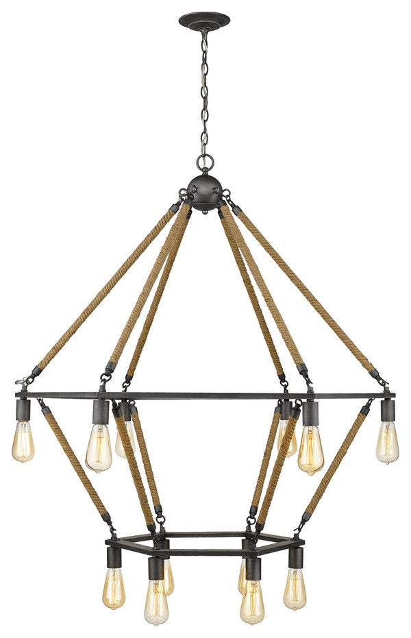 Holden 12-Light Antique Gray Wagon Wheel Chandelier