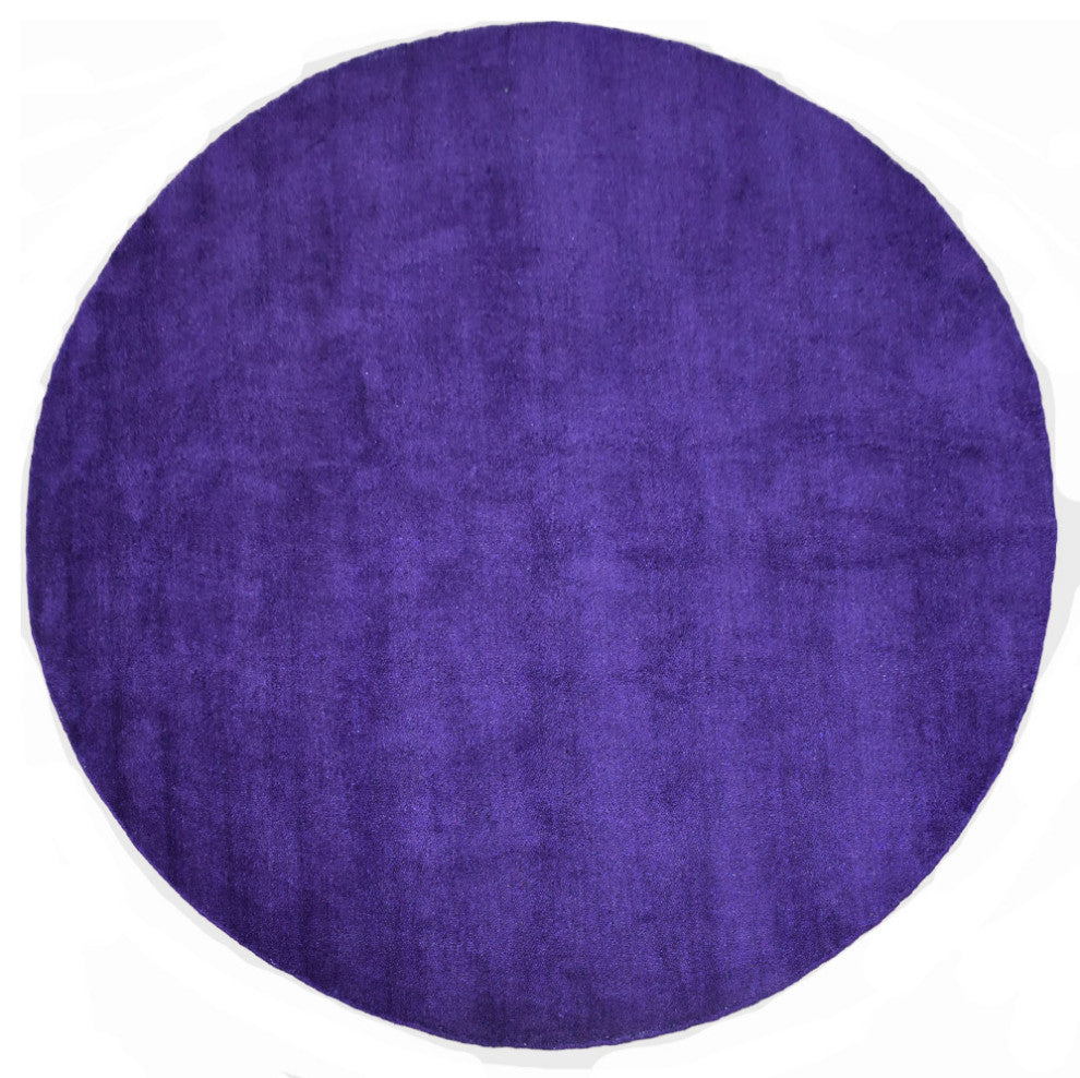 Hand Knotted Loom Silk Mix Area Rug Solid Purple