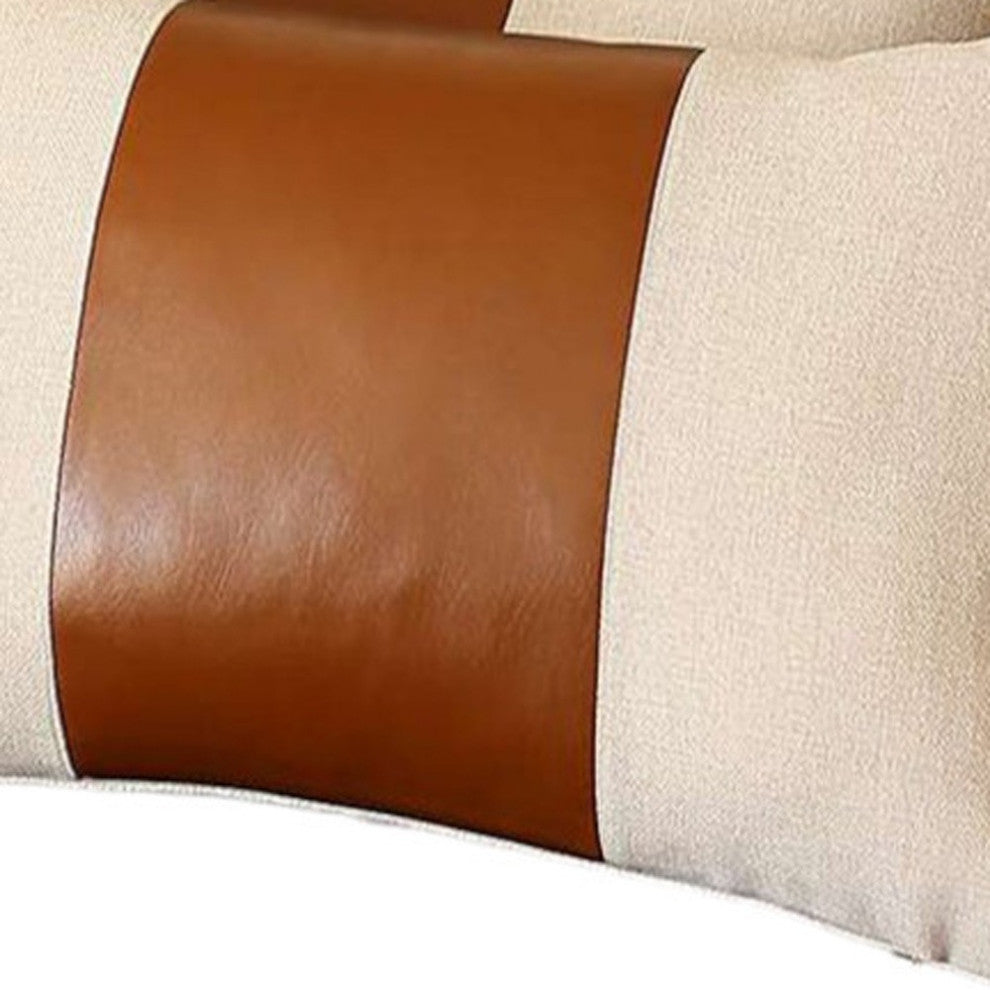 Set of 2 Brown Faux Leather Lumbar Pillow Covers