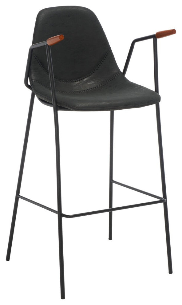Safavieh Tanner Mid Century Barstool, Black/Walnut