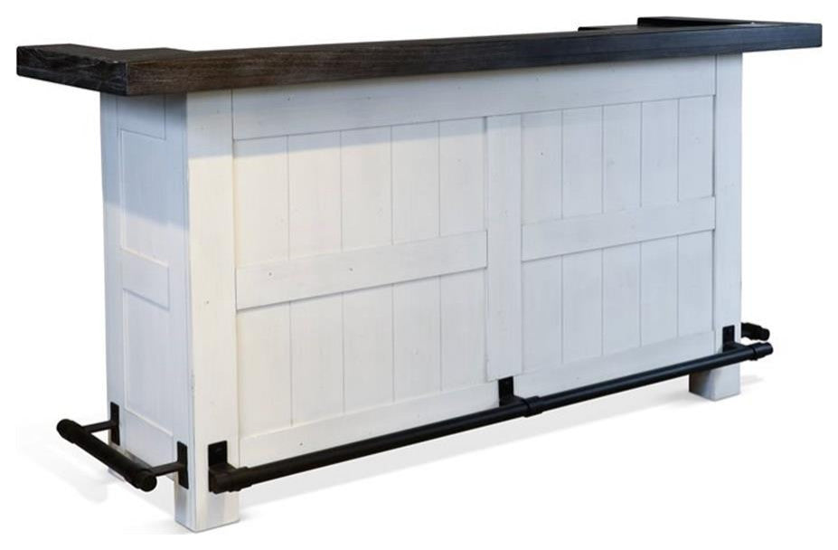 Pemberly Row Espresso Finish 78" Farmhouse styled Wood Bar Unit