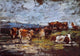 Eugene-Louis Boudin Cows in Pasture, 18"x27" Wall Decal