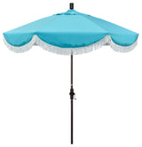 7.5' Bronze Surfside Patio Umbrella With Ribs and White Fringe, Aruba