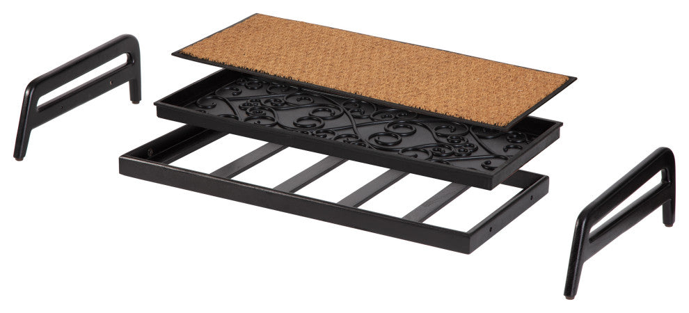 Single-Tier Black Stand With 3-Pair Rubber Boot Tray Galapagos