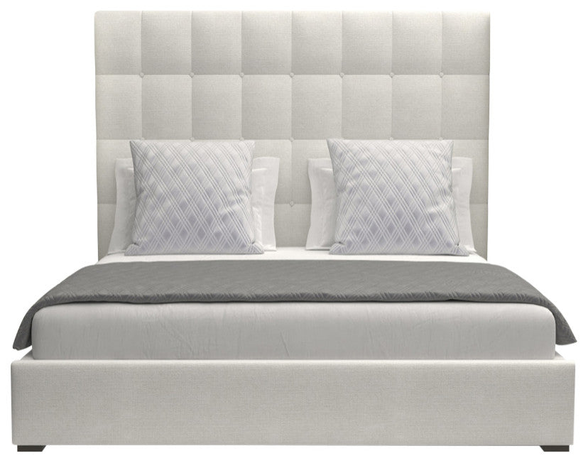 Nativa Interiors Moyra Box Bed, Off White, Ca King, Headboard Height: Medium