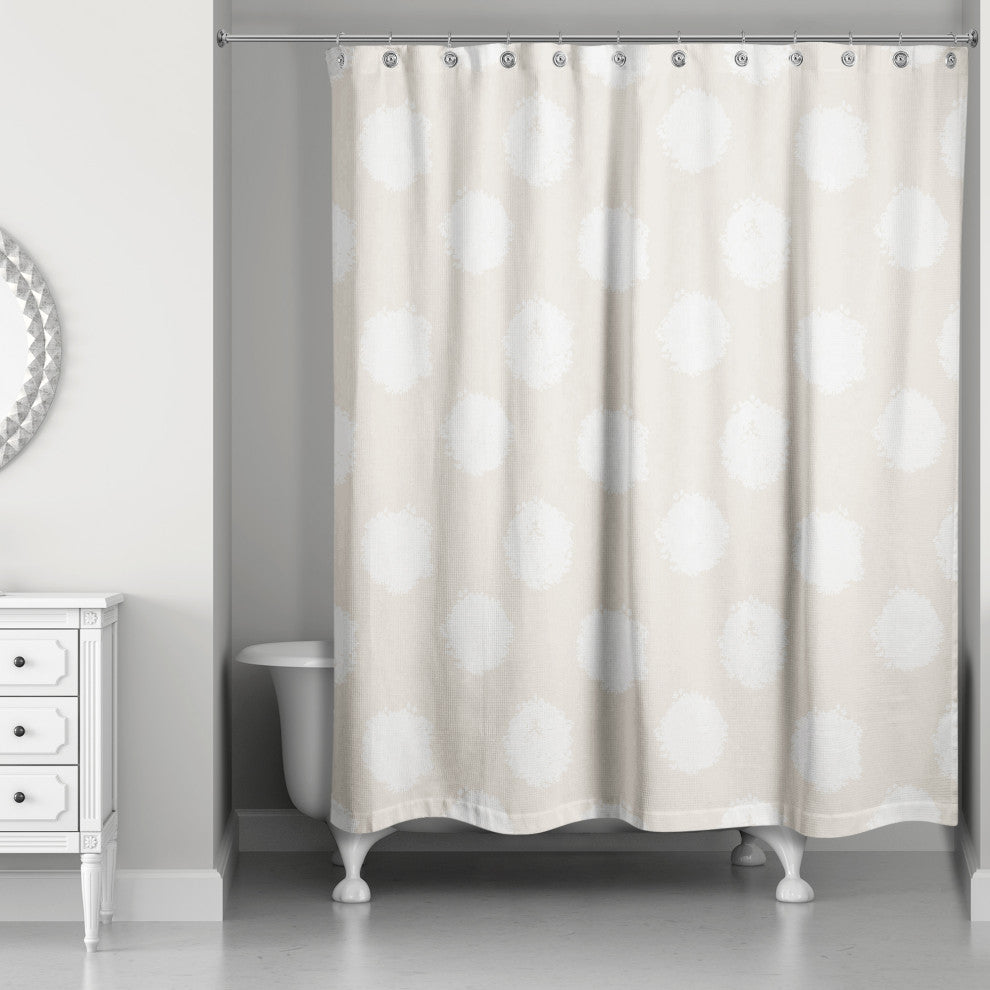 White Polka Dots Cream 71x74 Shower Curtain