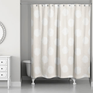 White Polka Dots Cream 71x74 Shower Curtain
