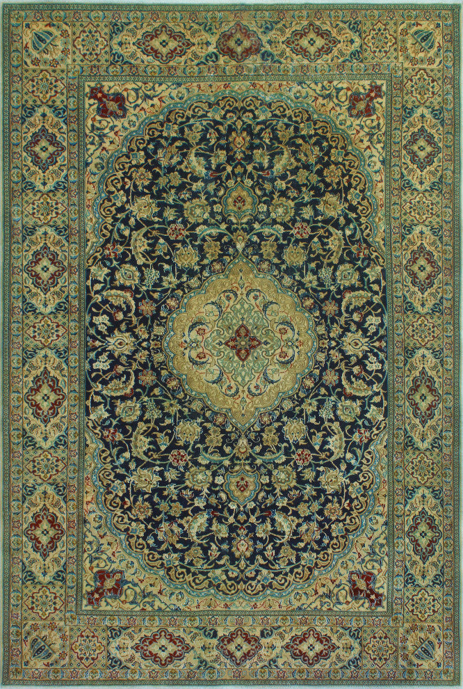 Super Vintage Distressed Saeweard Navy/Beige Rug, 6'8 x 9'9