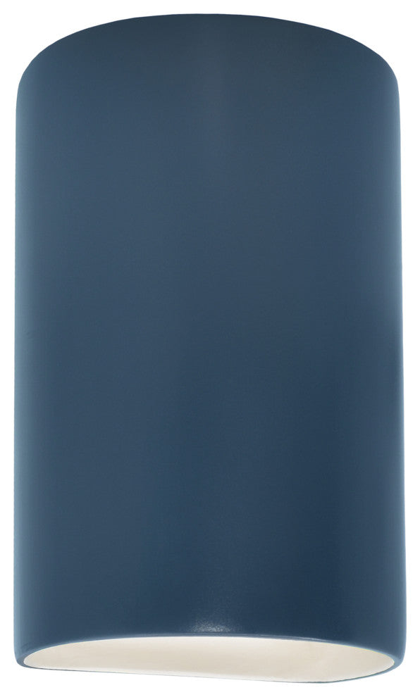 Ambiance LED Outdoor Small Ceramic Cylinder Wall Sconce with Open Top & Bottom, Midnight Sky