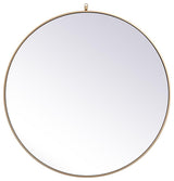 Elegant Decor Eternity 39" Round Mid Century Metal Frame Hooked Mirror in Brass