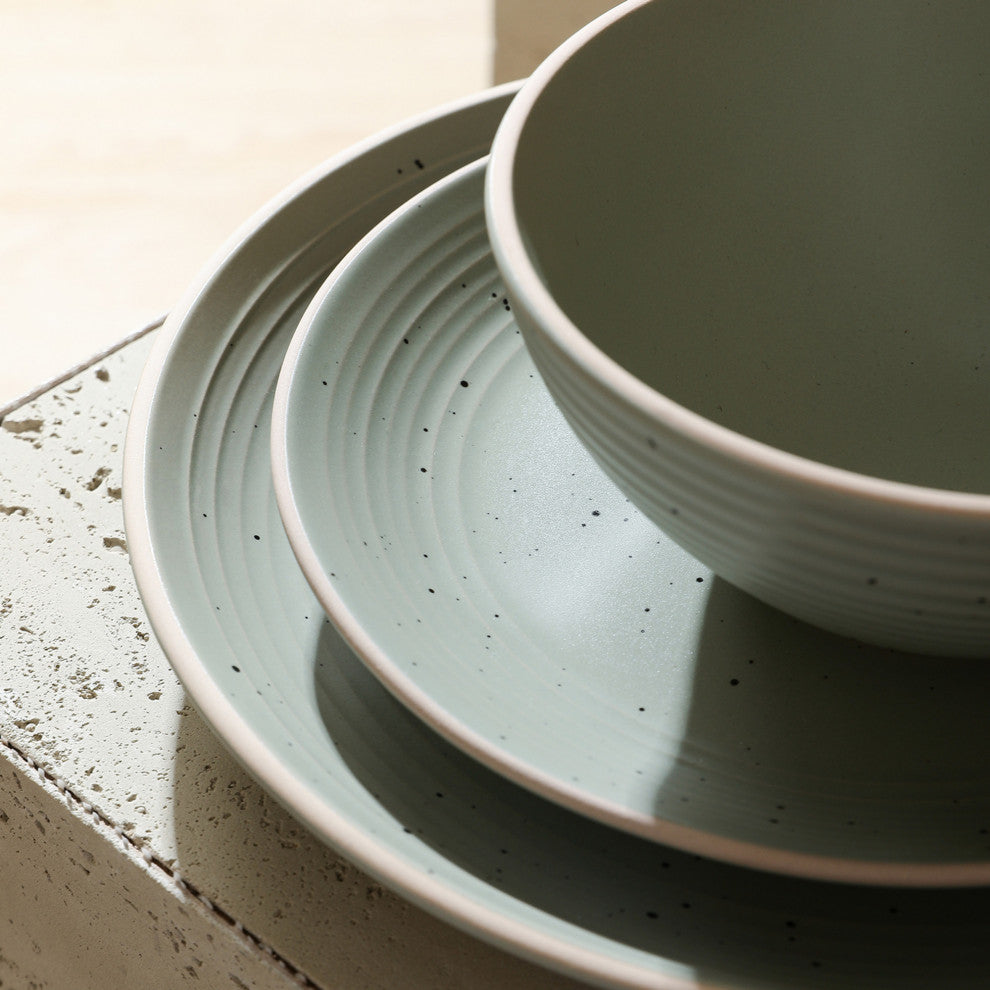 Stone Lain Lauren Stoneware 16 Piece Dinnerware Set, Green