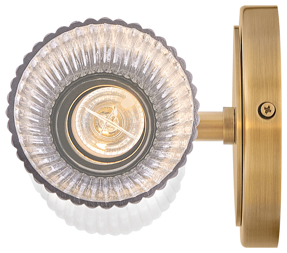 Hinkley Jude 24" Two Light Bath Vanity, Heritage Brass + Clear Fluted Glass