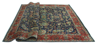 Super Vintage Distressed Norene Navy/Red Rug, 8'0 x 11'3