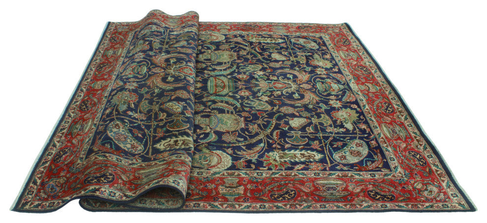 Super Vintage Distressed Norene Navy/Red Rug, 8'0 x 11'3