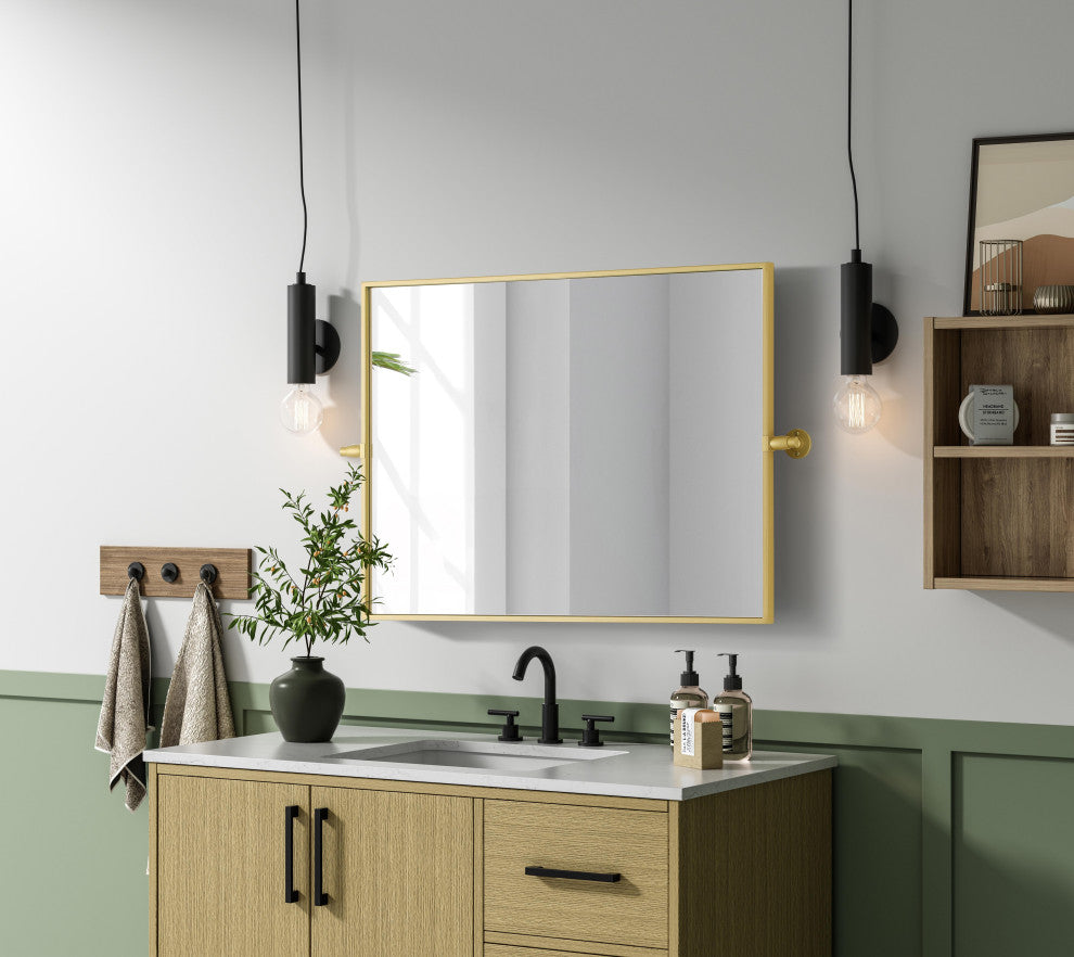 Home Living 24x32 Pivot Mirror, Brass