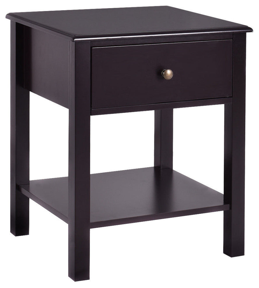 Costway End Table Nightstand Storage Display Furniture Shelf Beside Brown