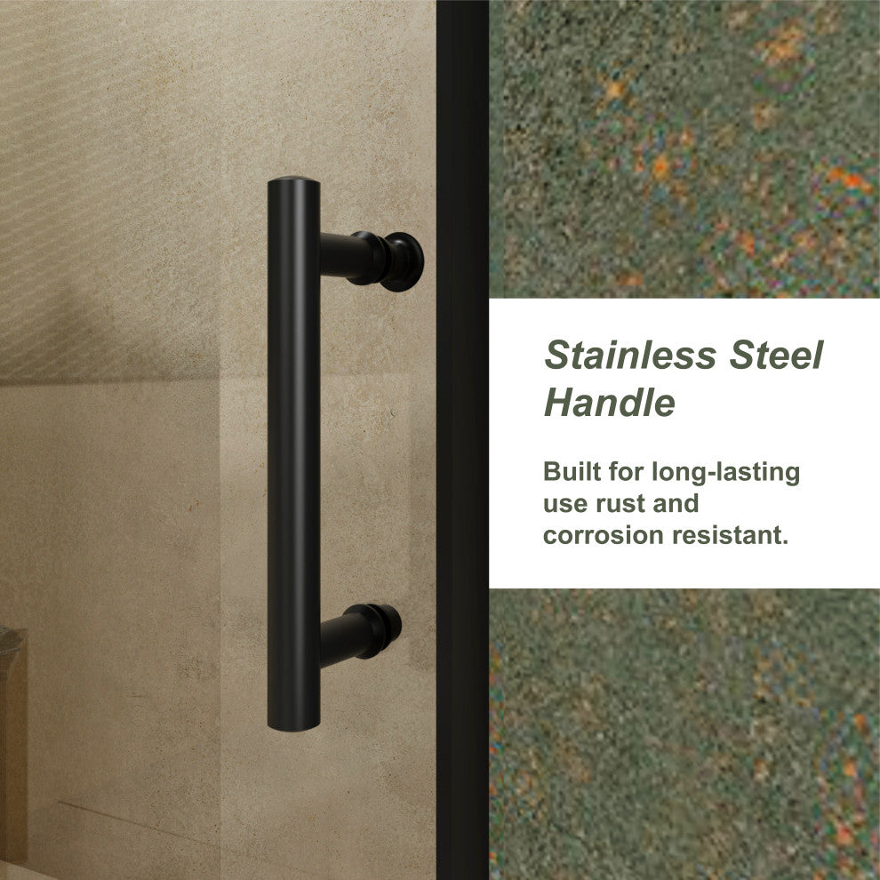 72 in. H Sliding Framed Shower Door with Stainless Steel Handle, 60"w X 72"h