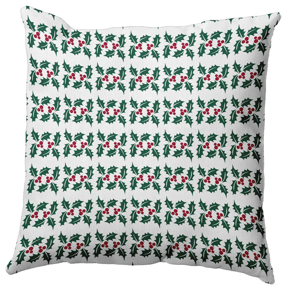 Holly Stripes Accent Pillow, Forest Green, 16"x16"