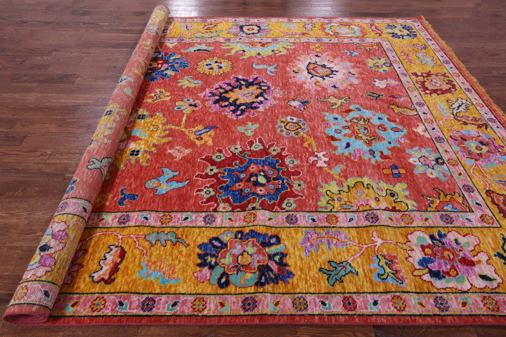 Turkish Oushak Hand Knotted Wool Rug 8' 11" X 11' 8" - Q16086