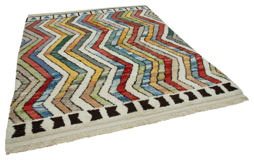 Rug N Carpet - Handmade Unique 7' 3'' x 8' 10'' Moroccan Area Rug