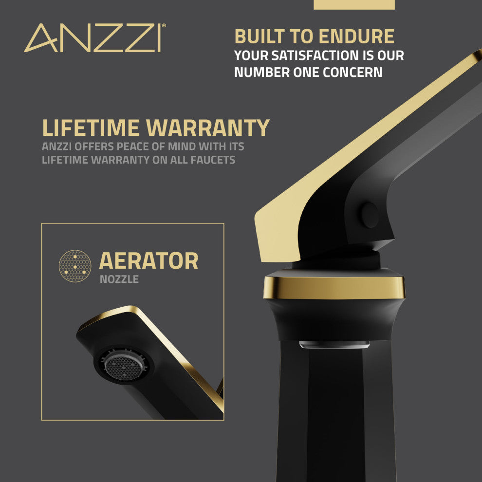 1-Handle Bathroom Faucet, Matte Black and Brushed Gold