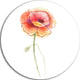 Isolated Watercolor Poppy Flower, Flower Round Metal Wall Art, 11"