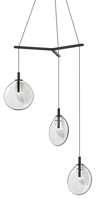 Sonneman 2995-SML Cantina 3 Light 30"W Full Sized Pendant - Satin Black / Clear