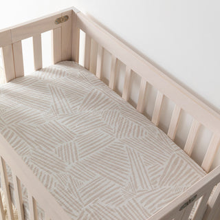 Mini Crib Sheet, GOTS Certified Organic Muslin Cotton, Oat Stripe