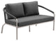 Benzara BM287758 Outdoor Sofa Gray Fade Resistant Upholstery, Silver Aluminum