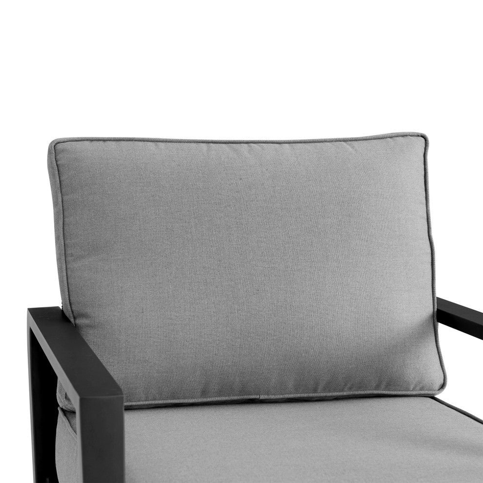 Grand Black Aluminum Outdoor Swivel Glider Chair With Dark Gray Cushions