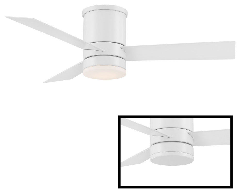 San Francisco 3-Blade Smart Flush Mount Ceiling Fan 44" Matte White, Light Kit