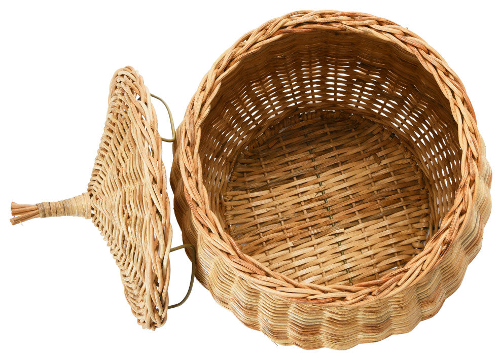 Hand-Woven Wicker Baskets With Lids, 2-Piece Set
