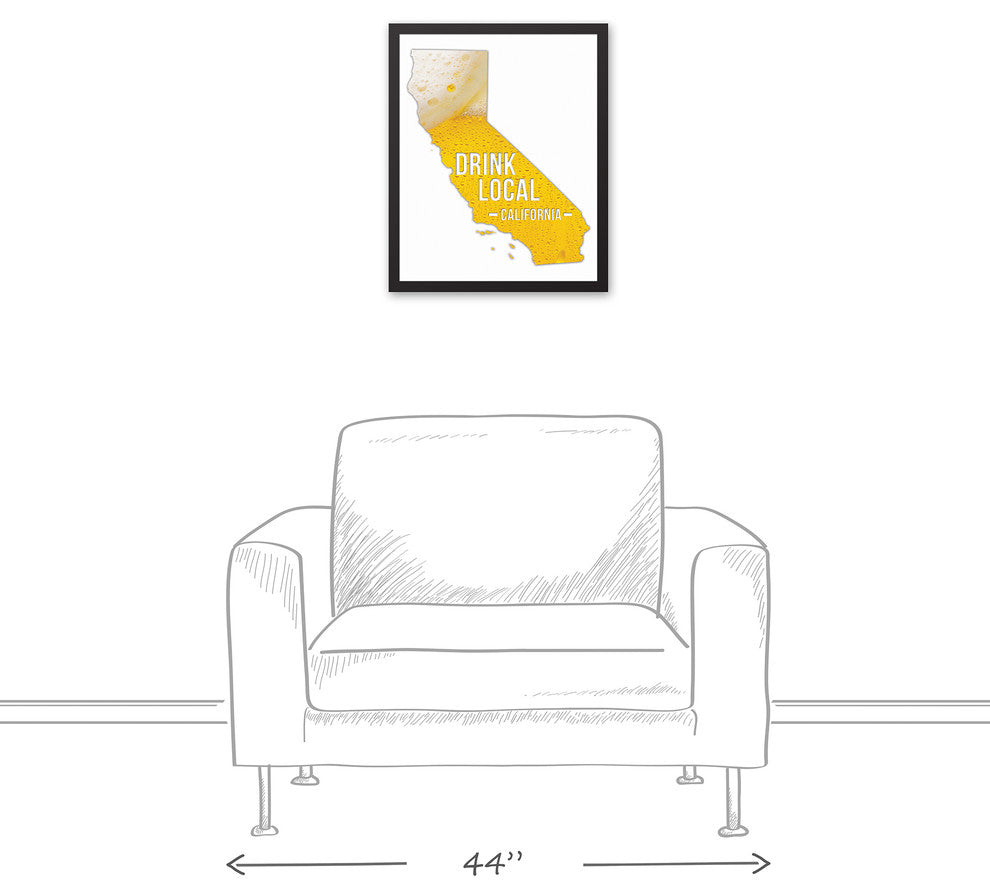California Drink Local Beer Canvas Wall Art, 16"x20", Framed Canvas