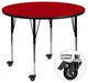 Mobile 60'' Round Red Thermal Laminate Activity Table-Adjustable Legs