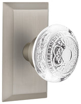 Studio Plate Passage Crystal Egg and Dart Knob, Satin Nickel, 2.75"