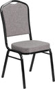 Hercules Series Crown Back Stacking Banquet Chair, Gray Fabric, Black Frame