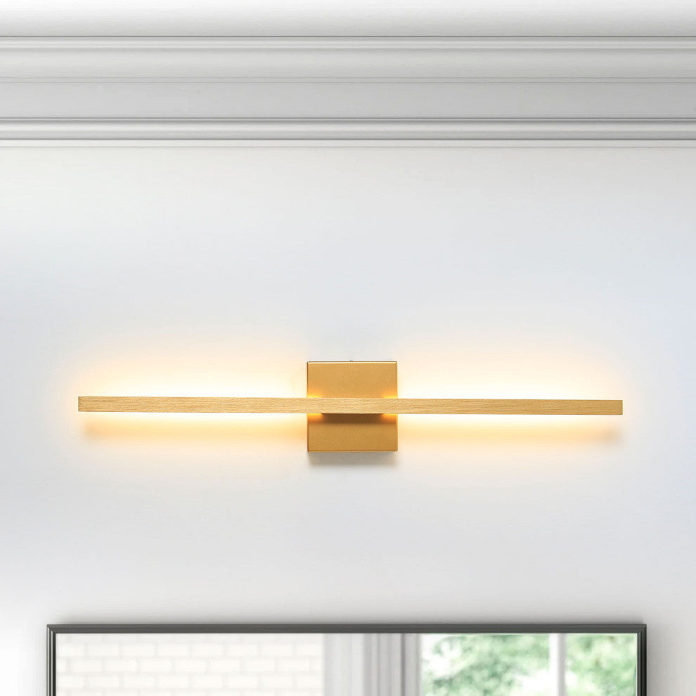 Modern LED Wall Sconces Triac Dimming Aluminum LED Flush Mounted Sconce, Gold, 27.5"hx4.7"wx2.9"d