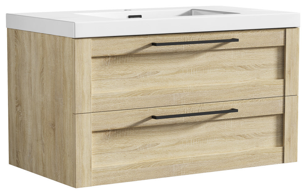 The Cosmo Wall Mounted Modern Bathroom Vanity, Ace, 36"