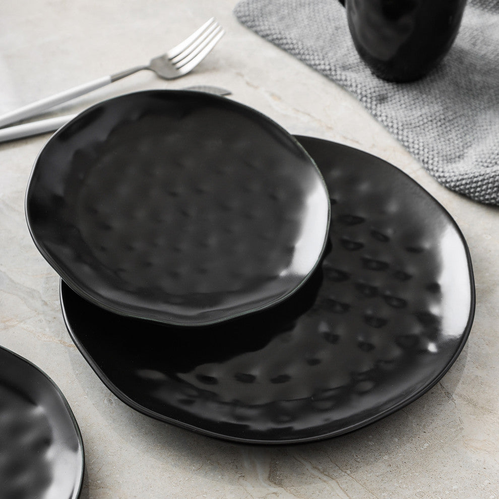 Stone Lain Ivy Porcelain 24 Piece Dinnerware Set, Black