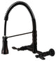 Two-Handle Wall-Mount Pull-Down Sprayer Kitchen Faucet, Oil Rubbed Bronze